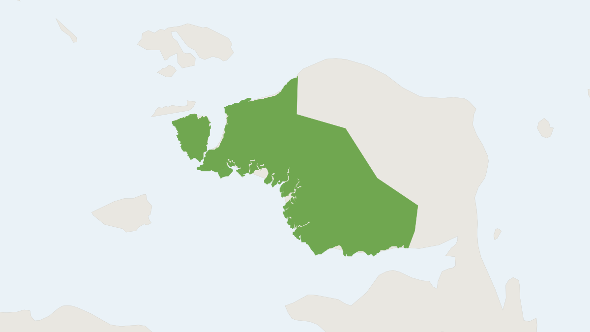 Range map of the Bruijn’s Pogonomelomys (Pogonomelomys bruijnii)