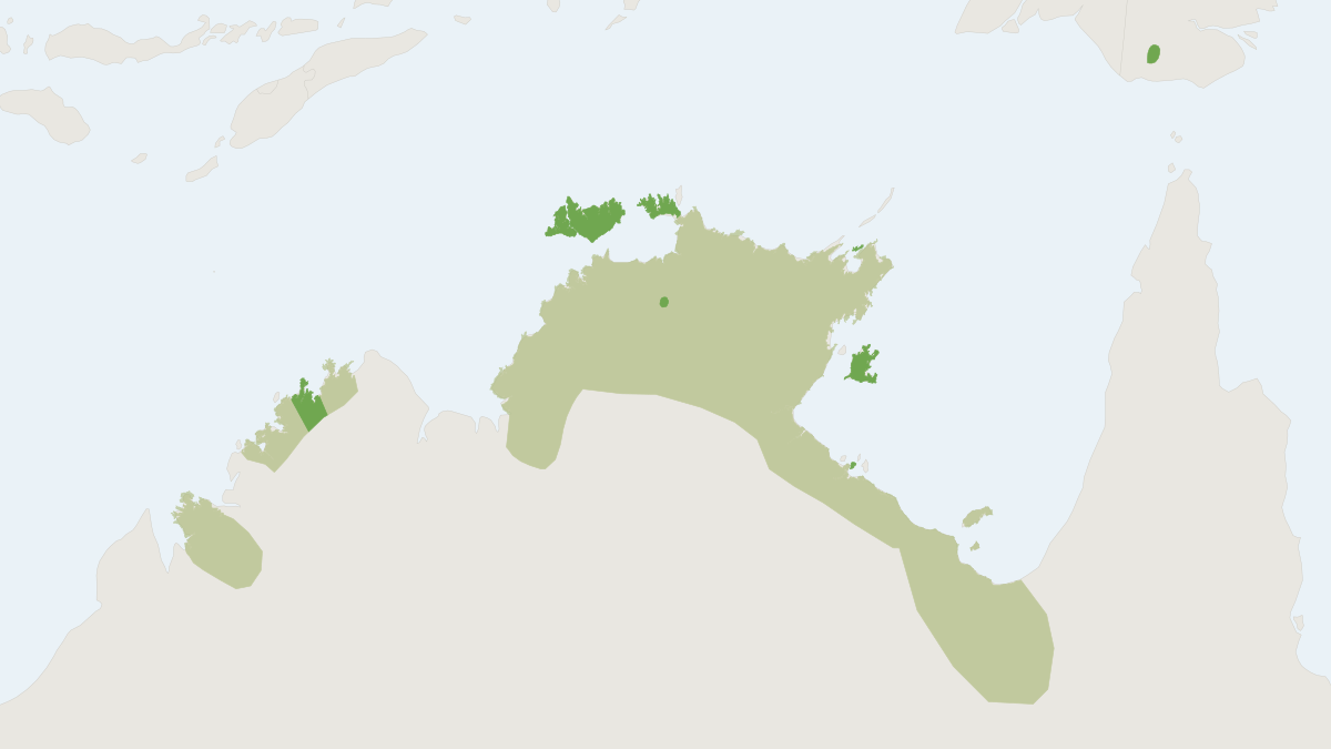 Range map of the Brush-tailed Rabbit-rat (Conilurus penicillatus) covering Australia