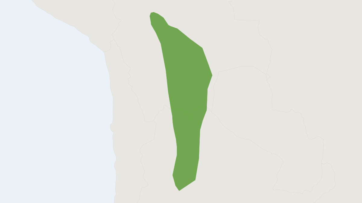 Range map of the Buff-bellied Fat-tailed Mouse Opossum (Thylamys venustus)