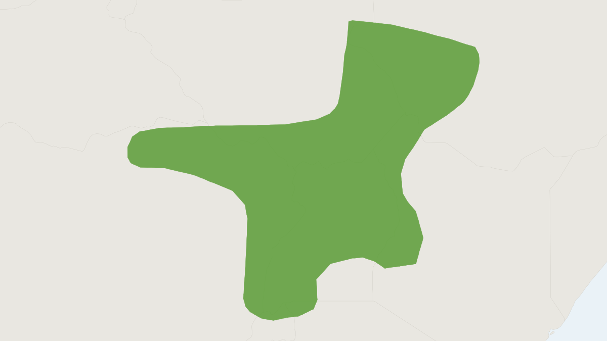 Range map of the Buffoon Lemniscomys (Lemniscomys macculus)
