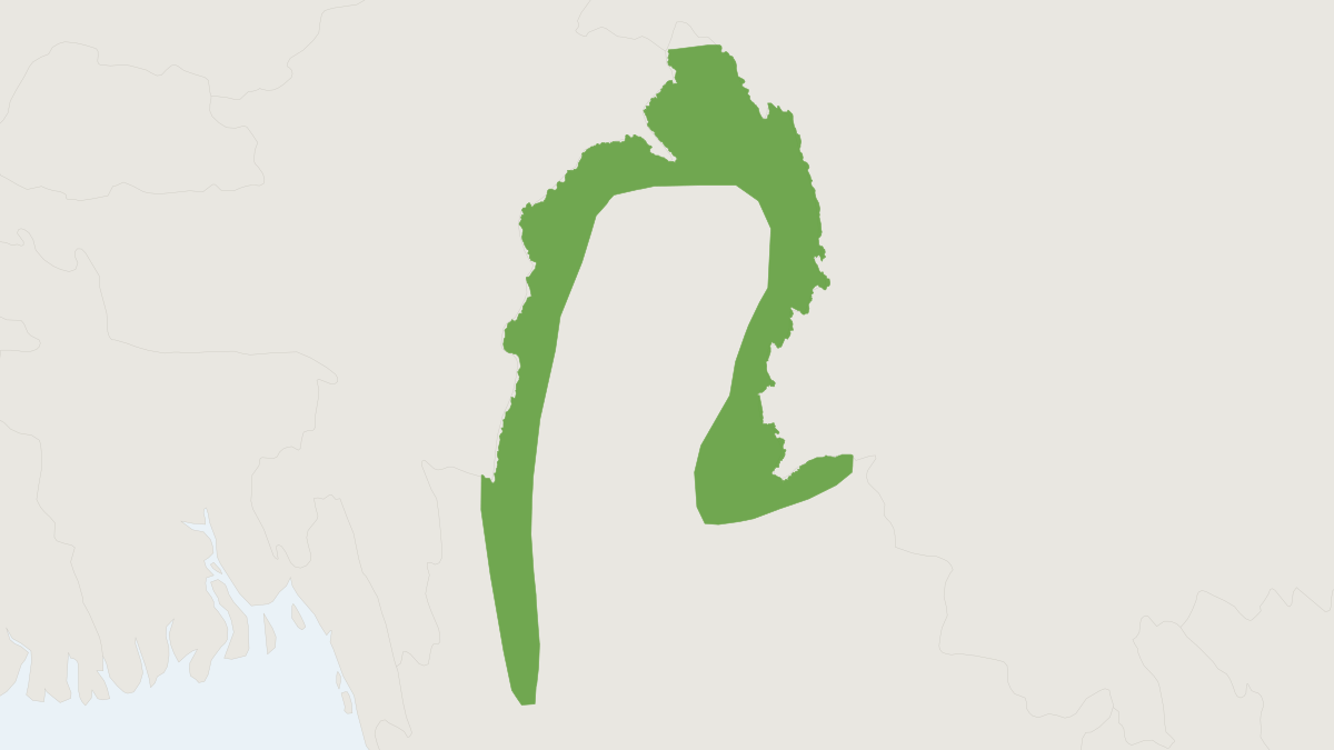 Range map of the Burmese Red Serow (Capricornis rubidus) covering Bangladesh, India and Myanmar