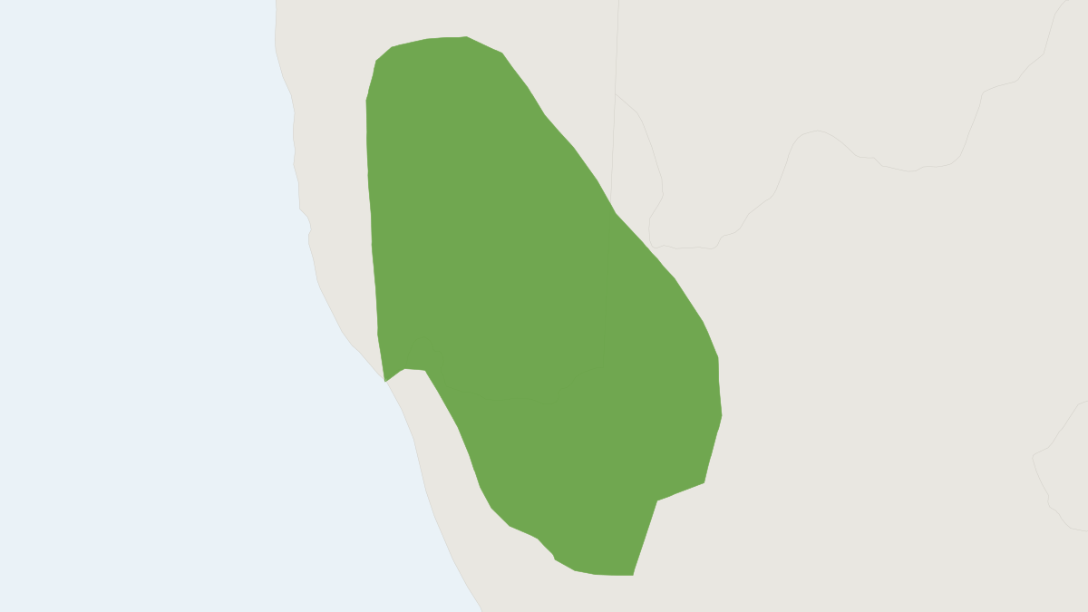 Range map of the Bushy-tailed Hairy-footed Gerbil (Gerbilliscus vallinus)