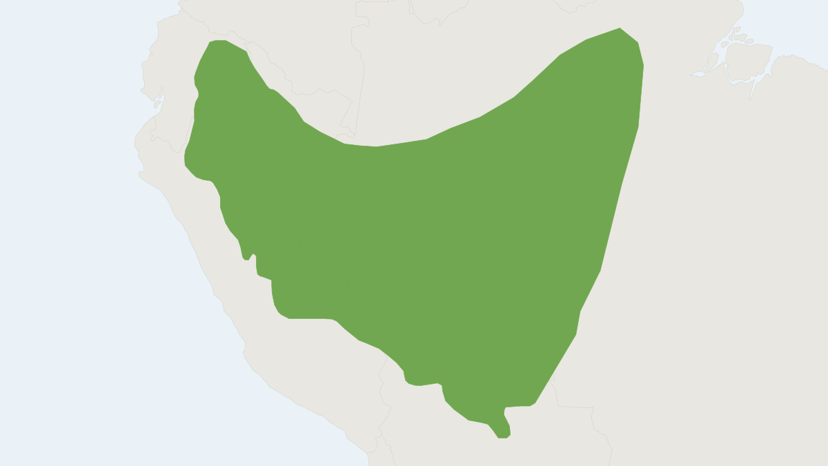 Range map of the Bushy-tailed Opossum (Glironia venusta)