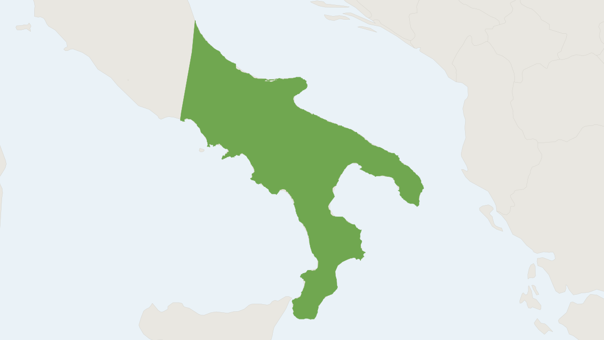 Range map of the Calabria Pine Vole (Microtus brachycercus)