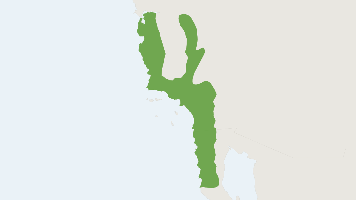 Range map of the California Mouse (Peromyscus californicus)