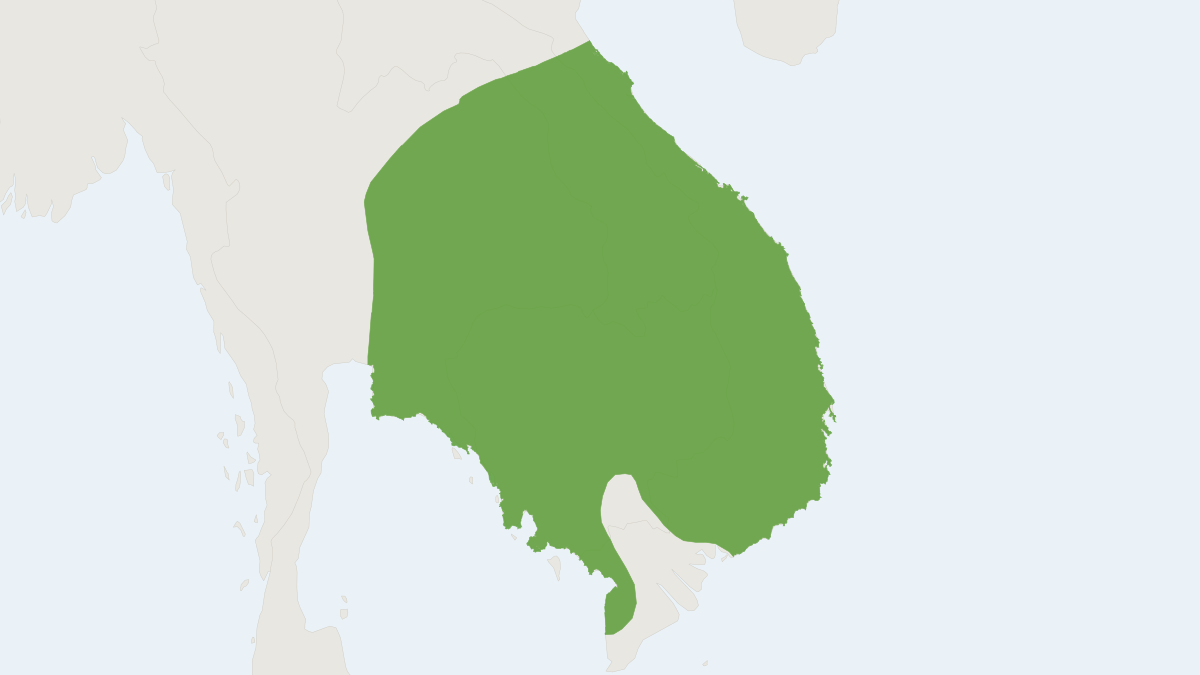 Range map of the Cambodian Striped Squirrel (Tamiops rodolphii)