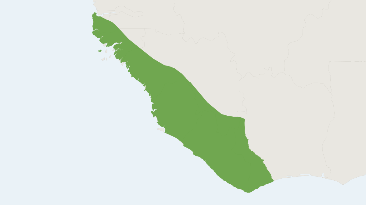 Range map of the Campbell’s Monkey (Cercopithecus campbelli)