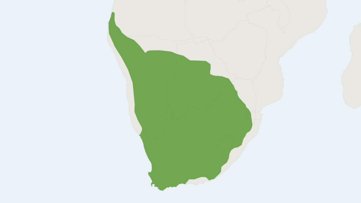 Range map of the Cape Fox (Vulpes chama)
