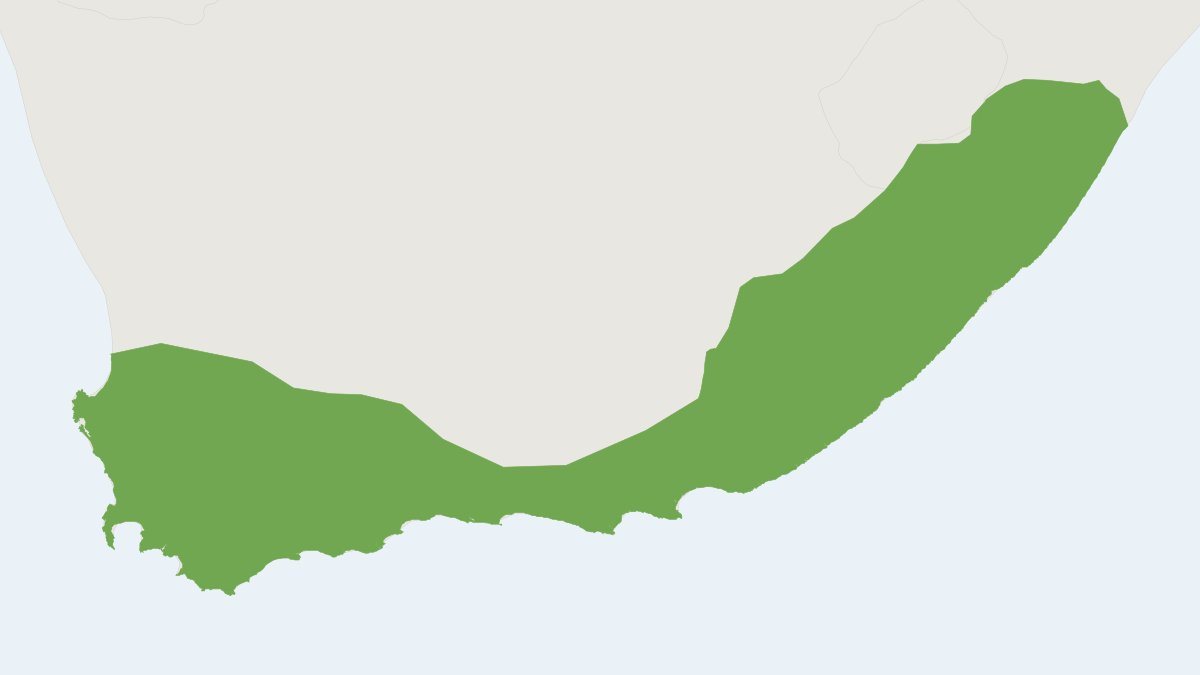Range map of the Cape Genet (Genetta tigrina)