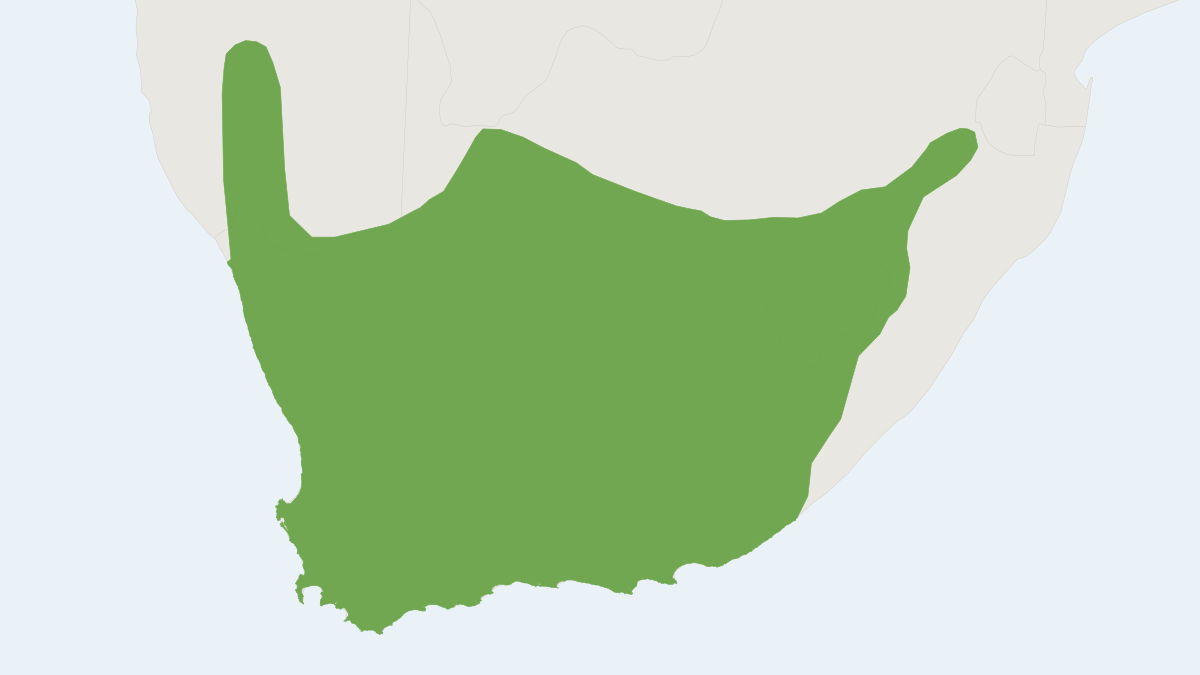 Range map of the Cape Grey Mongoose (Herpestes pulverulentus)