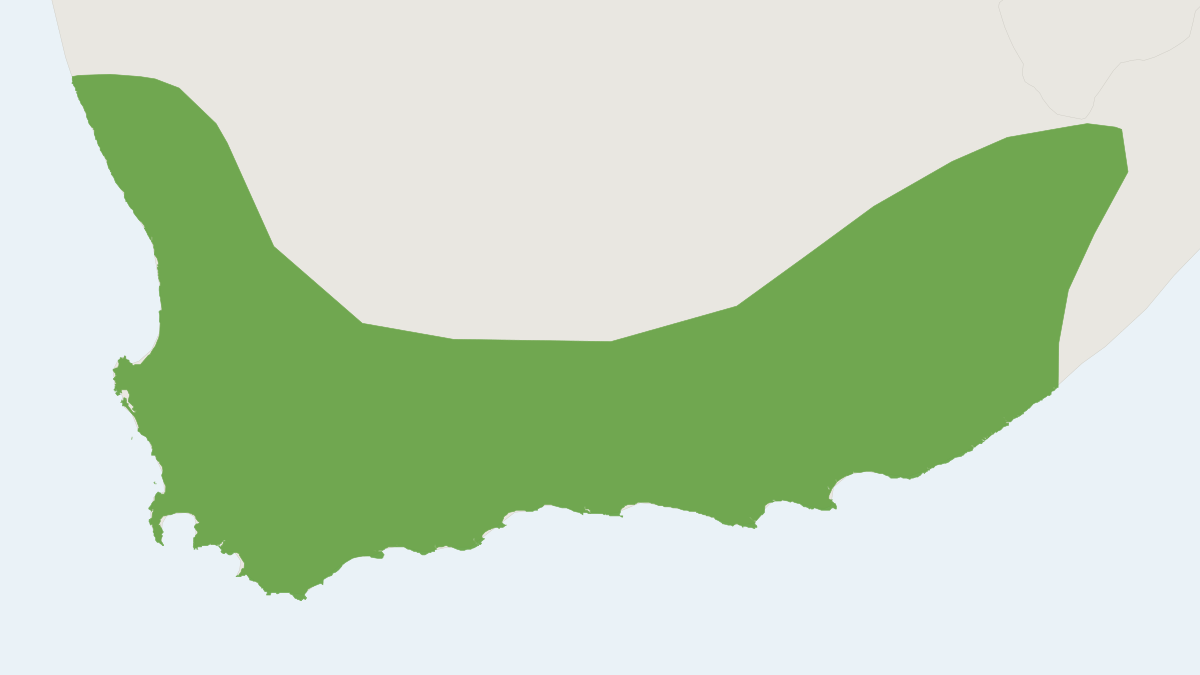 Range map of the Cape Horseshoe Bat (Rhinolophus capensis)
