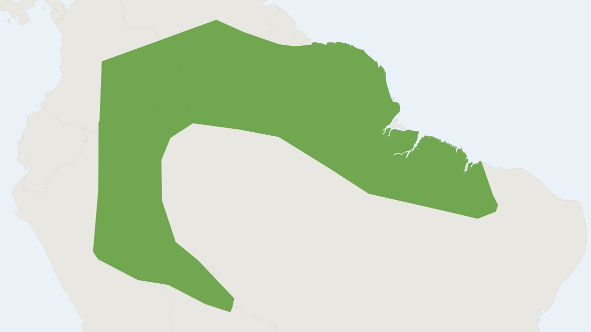Range map of the Carriker's Round-eared Bat (Lophostoma carrikeri)