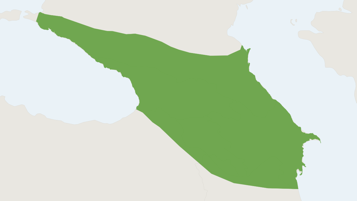 Range map of the Caucasus Field Mouse (Apodemus ponticus) covering Georgia and Russia