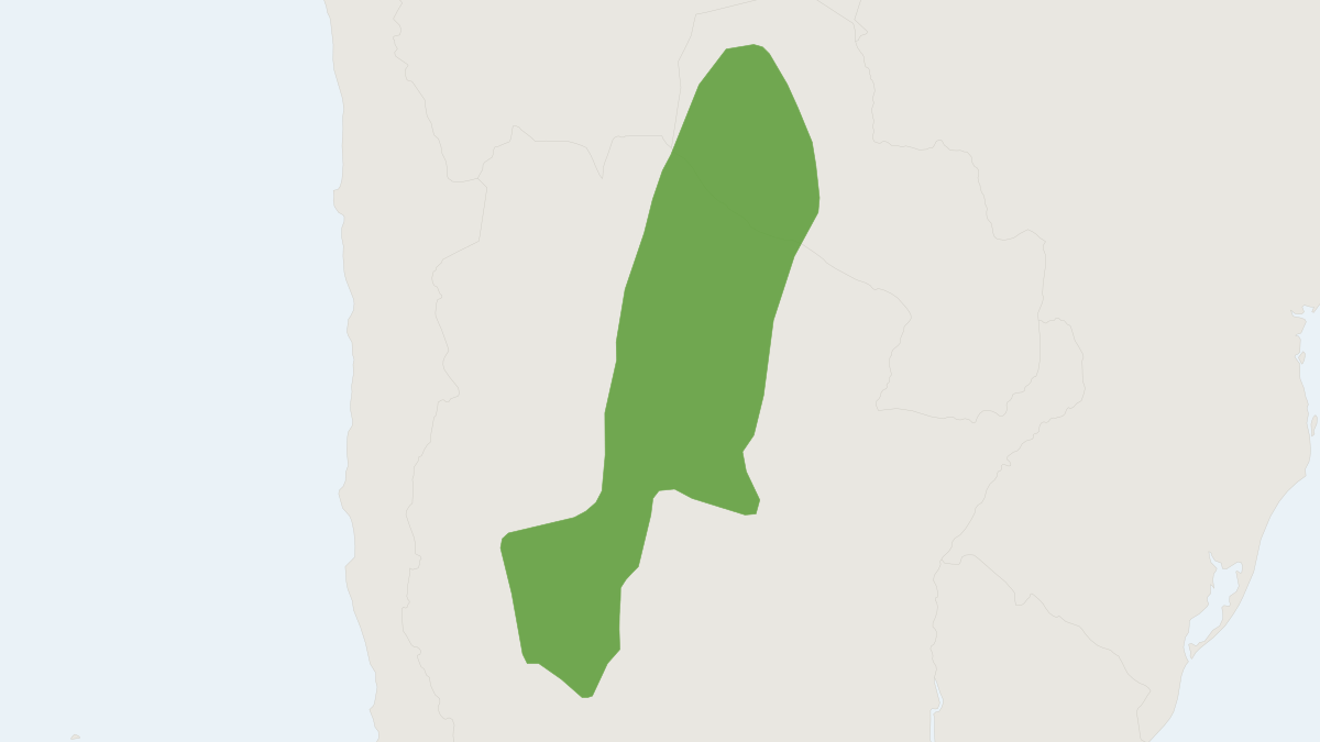 Range map of the Chacoan Naked-tailed Armadillo (Cabassous chacoensis) covering Argentina, Bolivia and Paraguay