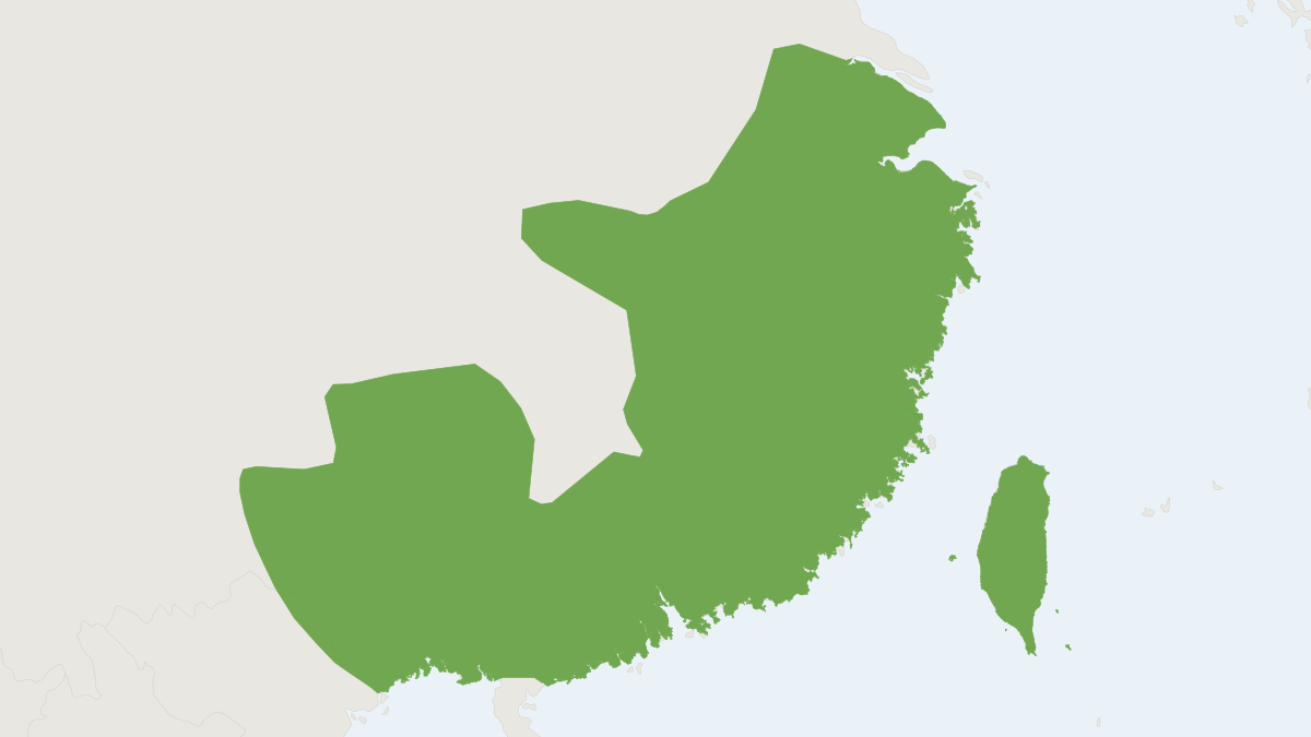 Range map of the Chinese Hare (Lepus sinensis)