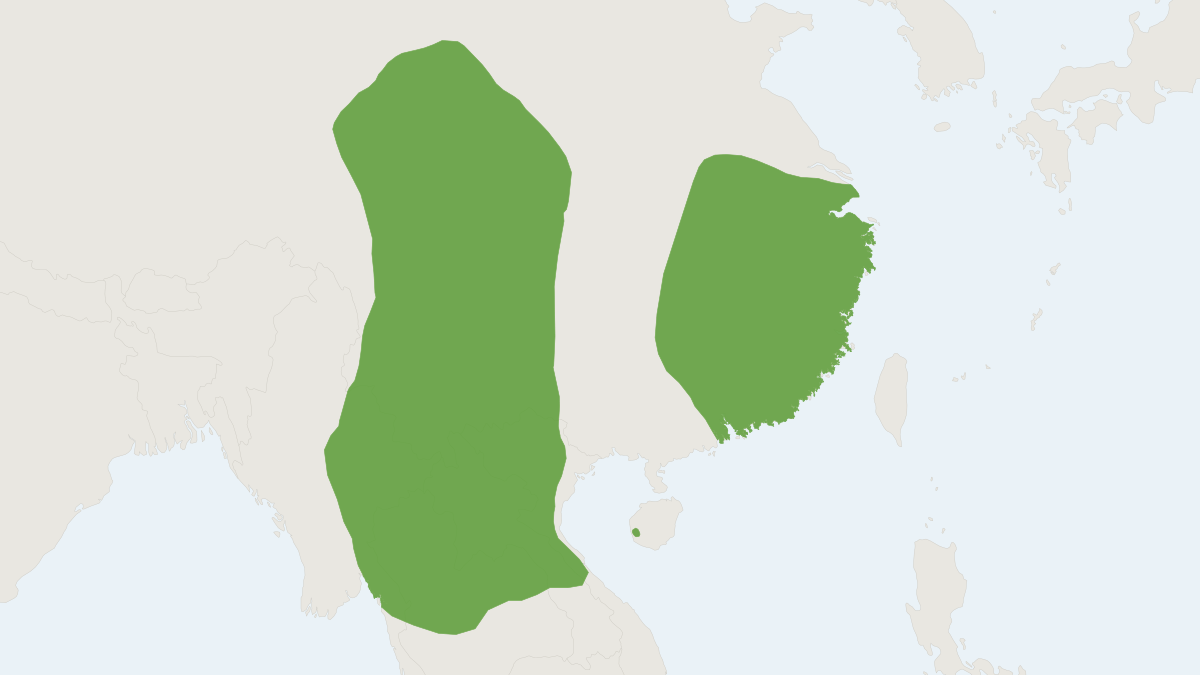 Range map of the Chinese Pipistrelle (Hypsugo pulveratus)