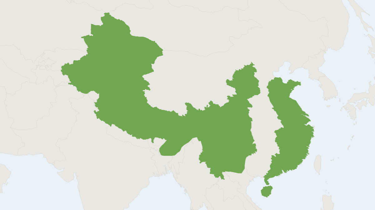 Range map of the Chinese Water Myotis (Myotis laniger)