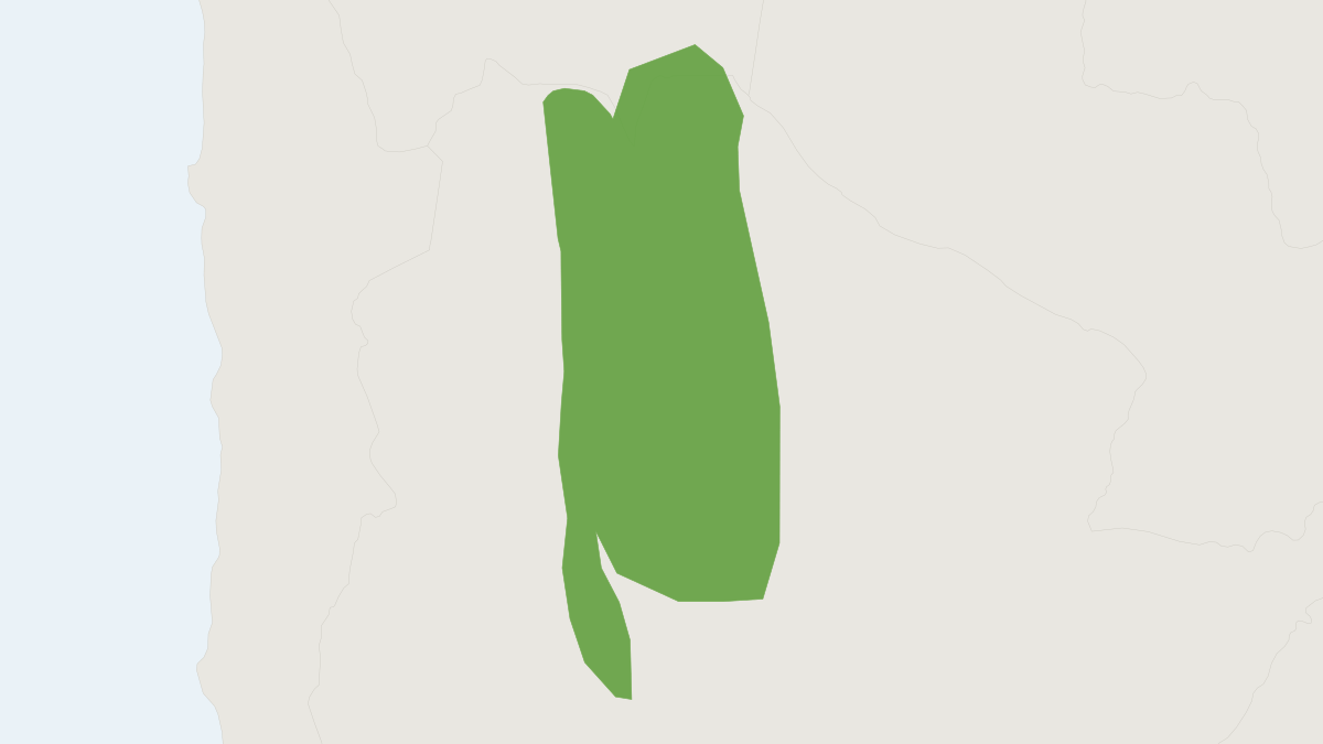 Range map of the Cinderella Fat-tailed Mouse Opossum (Thylamys cinderella)