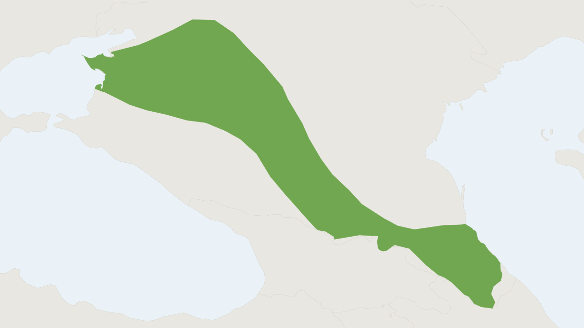 Range map of the Ciscaucasian Hamster (Mesocricetus raddei)
