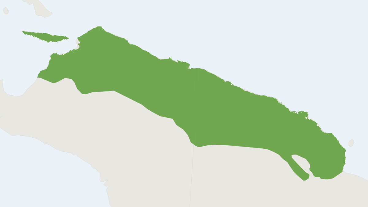 Range map of the Clara's Echymipera (Echymipera clara)