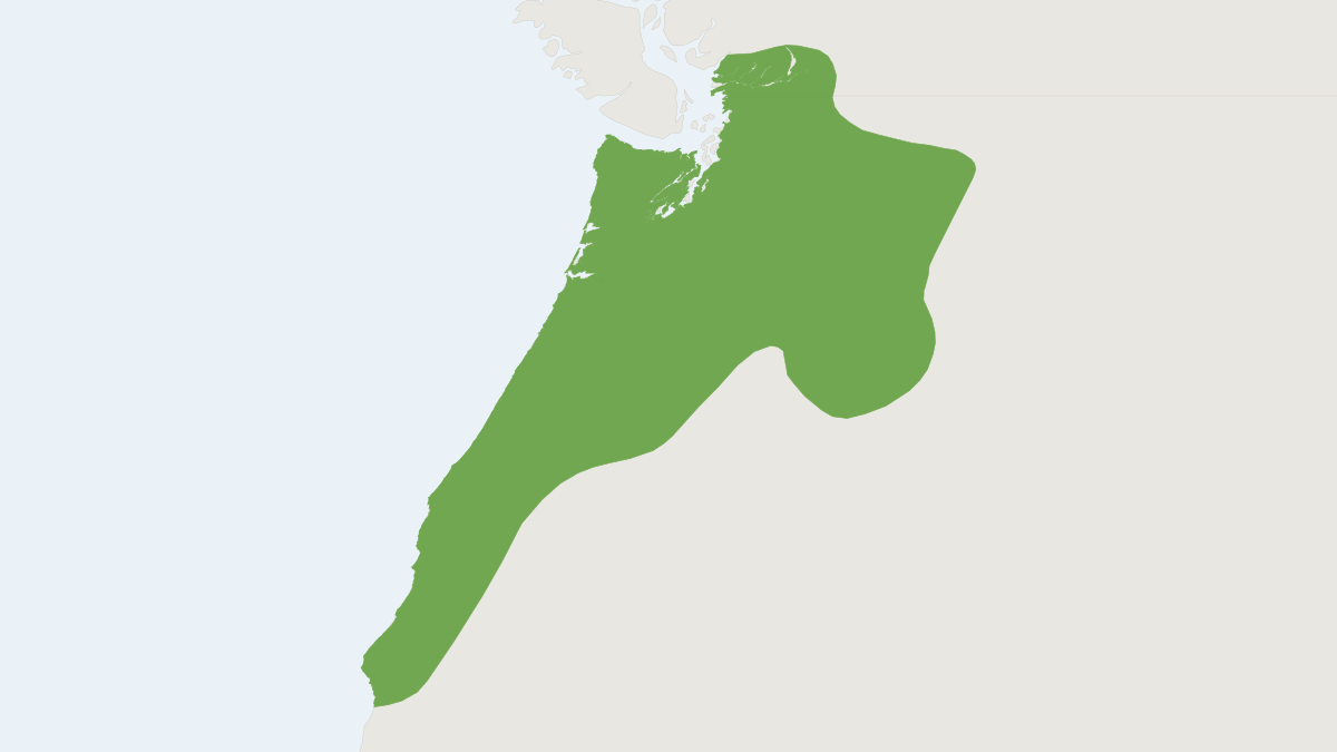 Range map of the Coast Mole (Scapanus orarius)