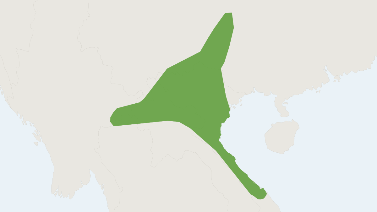 Range map of the Collared Sprite (Thainycteris aureocollaris)