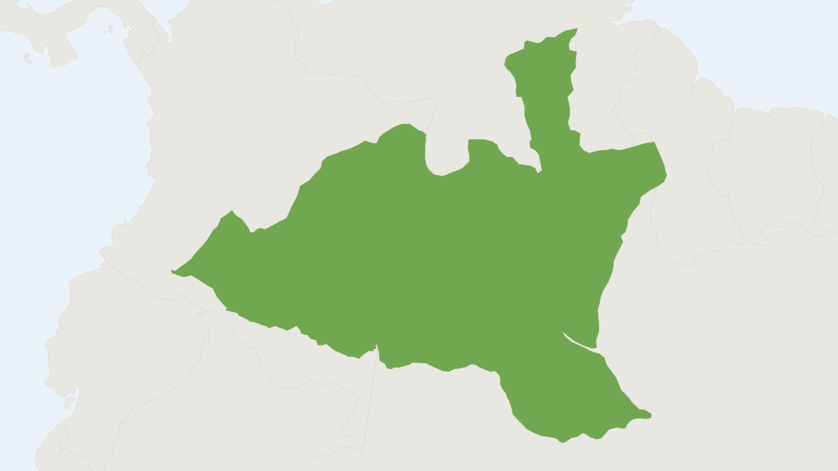 Range map of the Collared Titi Monkey (Cheracebus lugens)