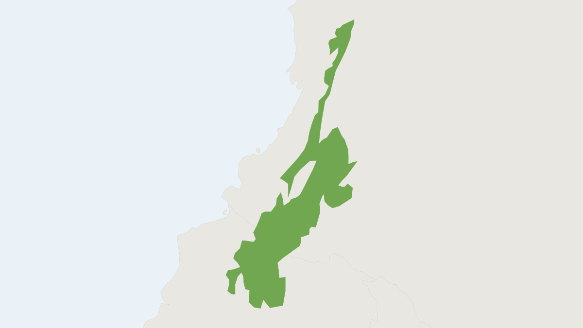 Range map of the Colombian Weasel (Neogale felipei)