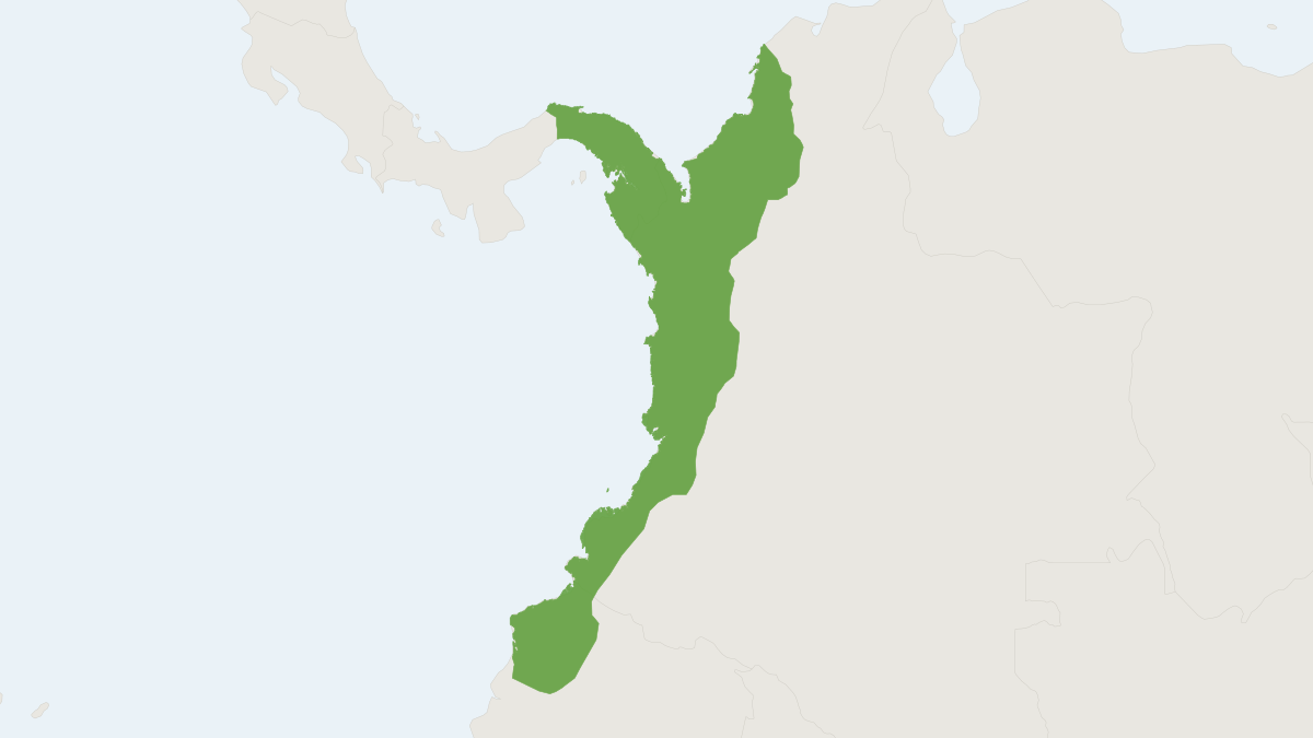Range map of the Colombian White-throated Capuchin (Cebus capucinus) covering Colombia, Ecuador and Panama