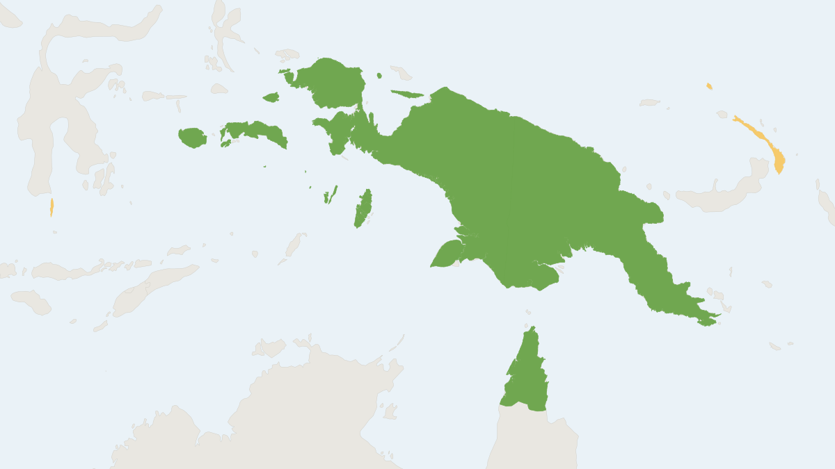 Range map of the Common Spotted Cuscus (Spilocuscus maculatus)