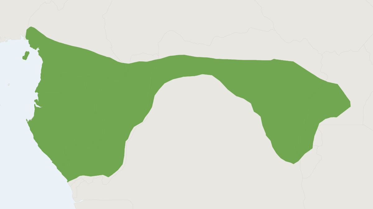 Range map of the Congo Forest Mouse (Deomys ferrugineus)