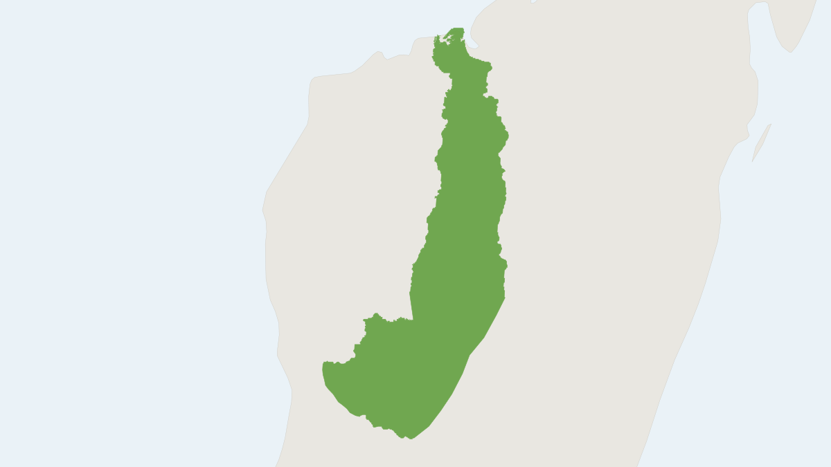 Range map of the Crowned Sifaka (Propithecus coronatus)