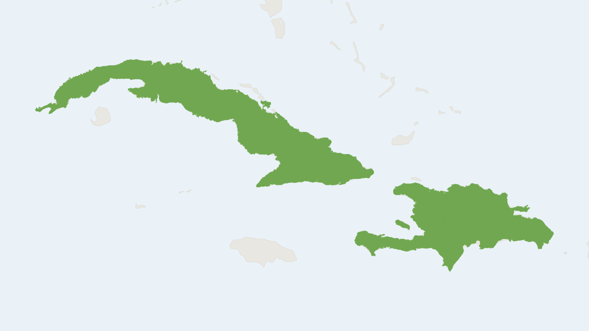 Range map of the Cuban Fig-eating Bat (Phyllops falcatus)