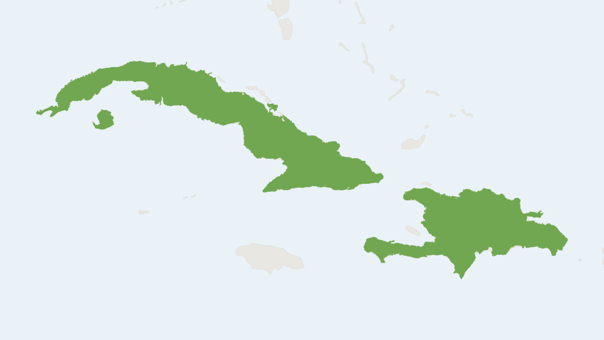 Range map of the Cuban Flower Bat (Phyllonycteris poeyi)