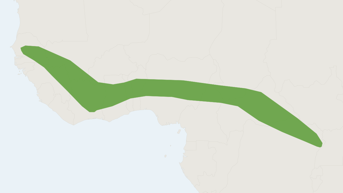 Range map of the Daubenton's Free-tailed Bat (Myopterus daubentonii)