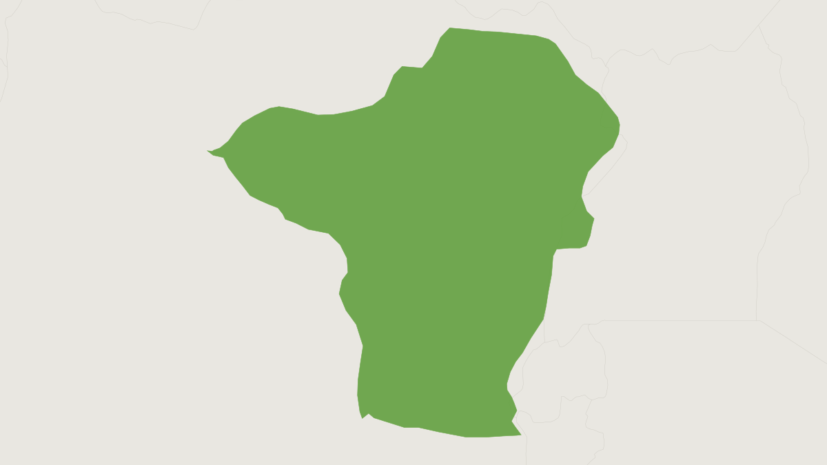 Range map of the Dent’s Monkey (Cercopithecus denti)
