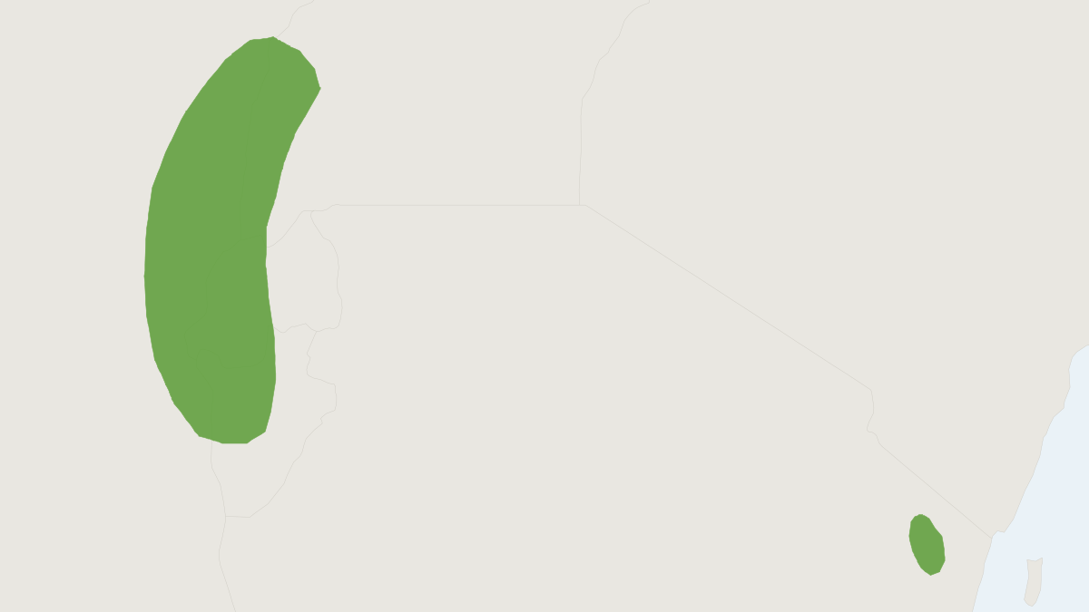 Range map of the Dent's Vlei Rat (Otomys denti)