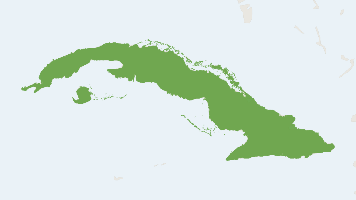 Range map of the Desmarest's Hutia (Capromys pilorides) covering Cuba