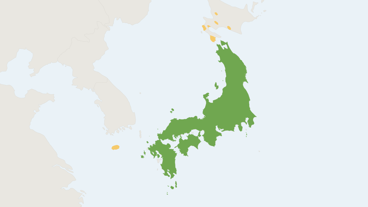 Range map of the Dsinezumi Shrew (Crocidura dsinezumi)