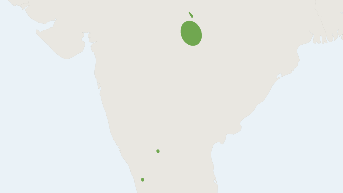 Range map of the Durga Das's Leaf-nosed Bat (Hipposideros durgadasi)