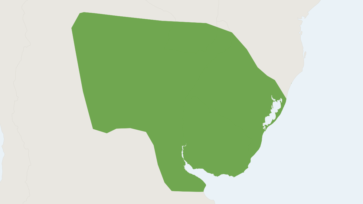 Range map of the Dwarf Bonneted Bat (Eumops bonariensis)
