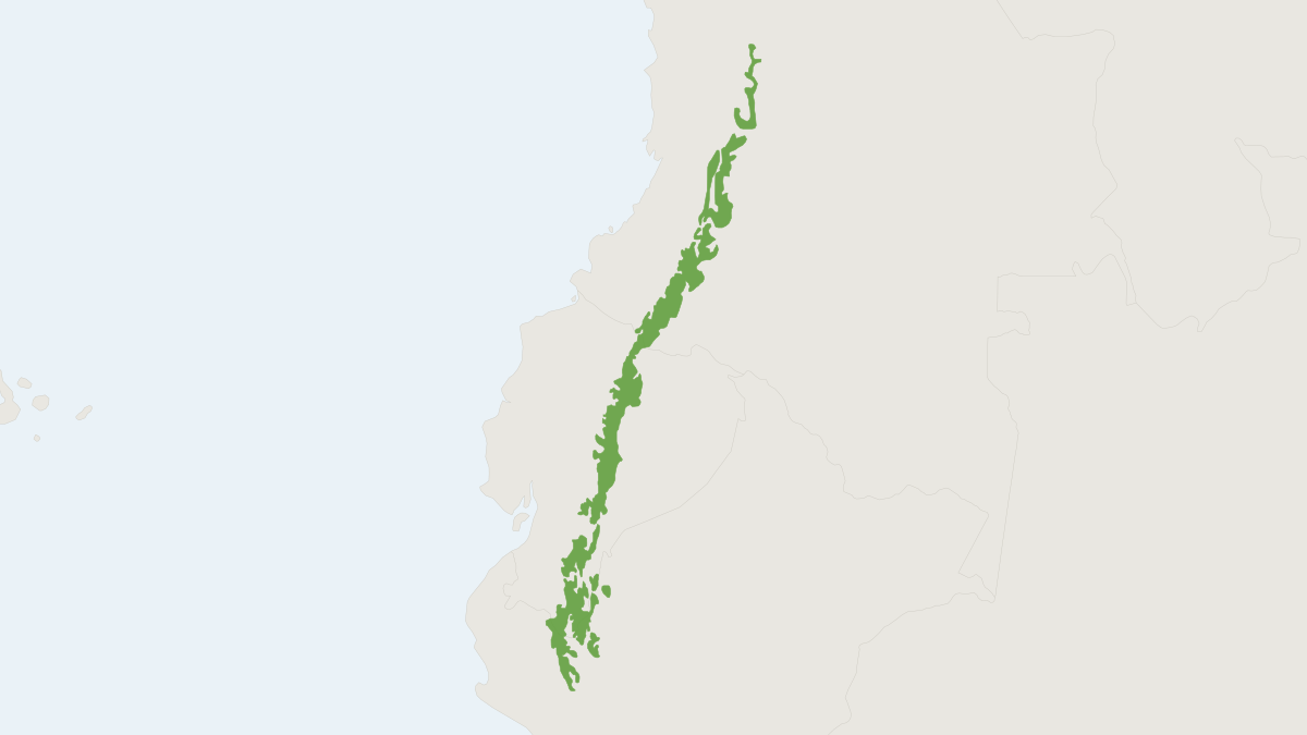 Range map of the Dwarf Red Brocket (Mazama rufina)