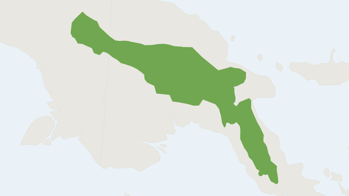 Range map of the Earless Water Rat (Crossomys moncktoni) covering Indonesia and Papua New Guinea