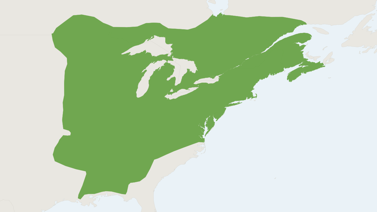 Range map of the Eastern Chipmunk (Tamias striatus)