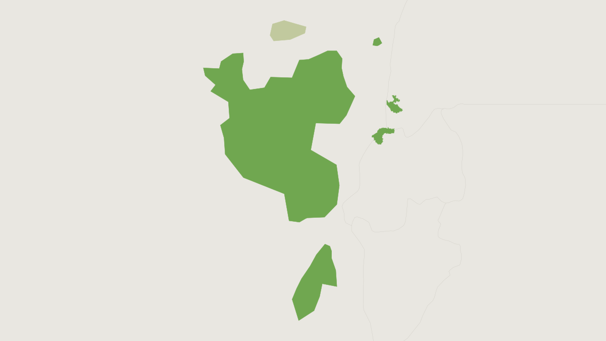 Range map of the Eastern Gorilla (Gorilla beringei) covering Democratic Republic of the Congo, Rwanda and Uganda