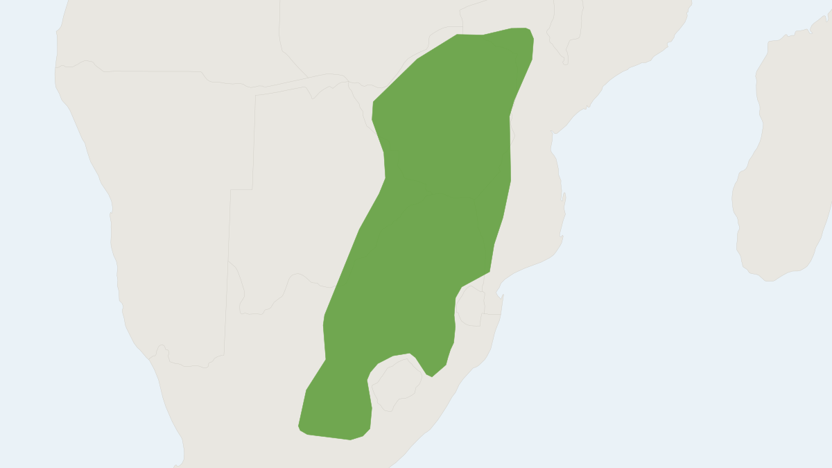 Range map of the Eastern Rock Sengi (Elephantulus myurus)