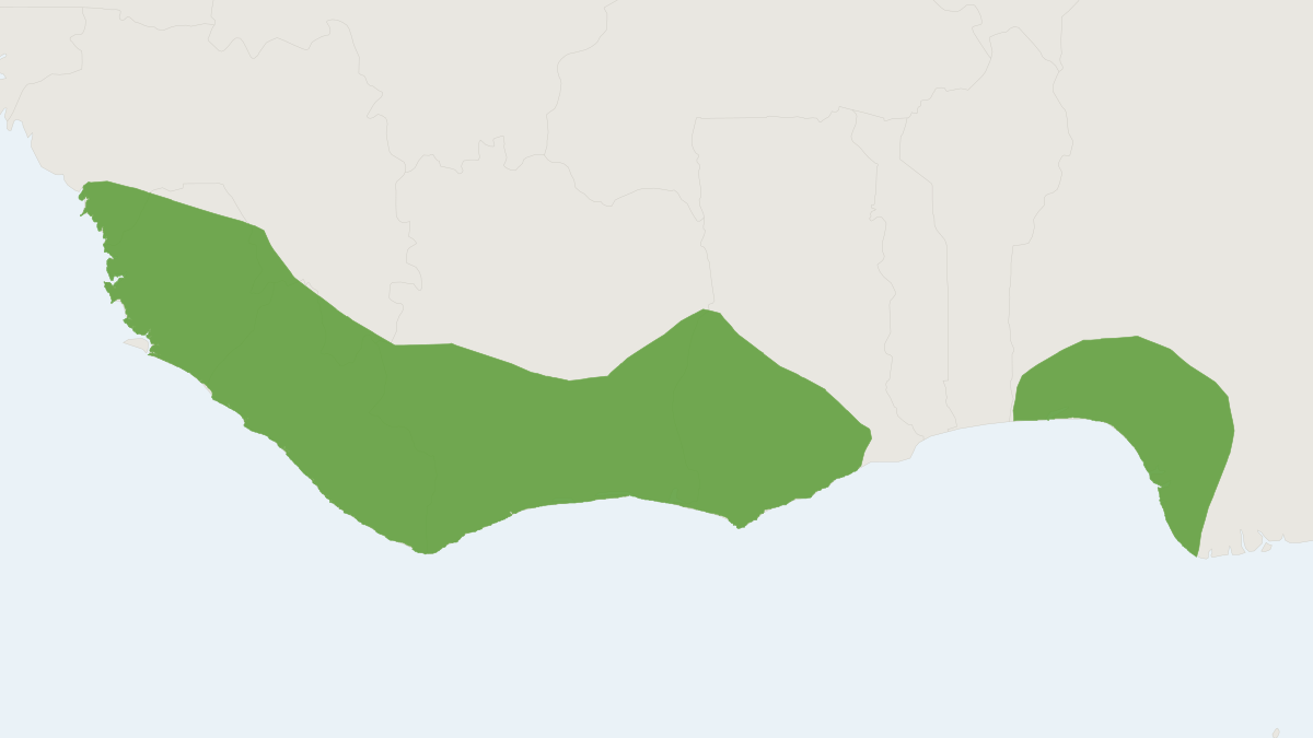 Range map of the Edward's Swamp Rat (Malacomys edwardsi)