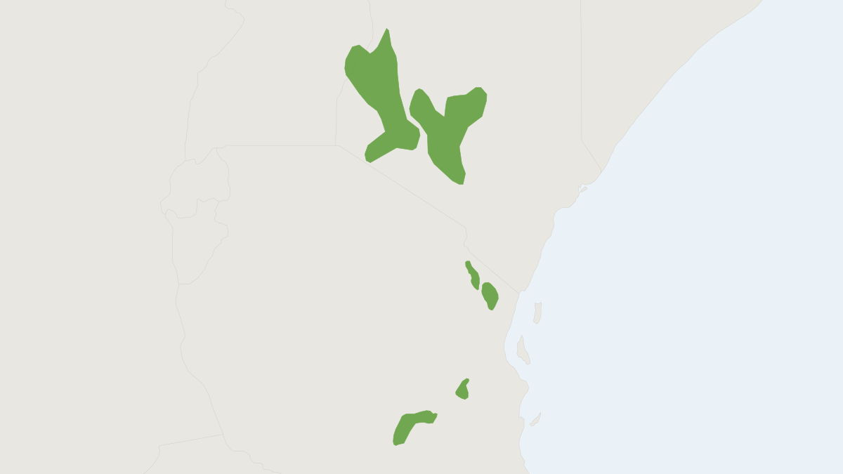 Range map of the Elgon Shrew (Crocidura elgonius) covering Kenya and Uganda