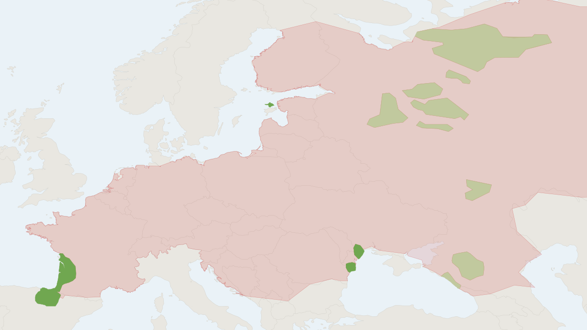 Range map of the European Mink (Mustela lutreola)