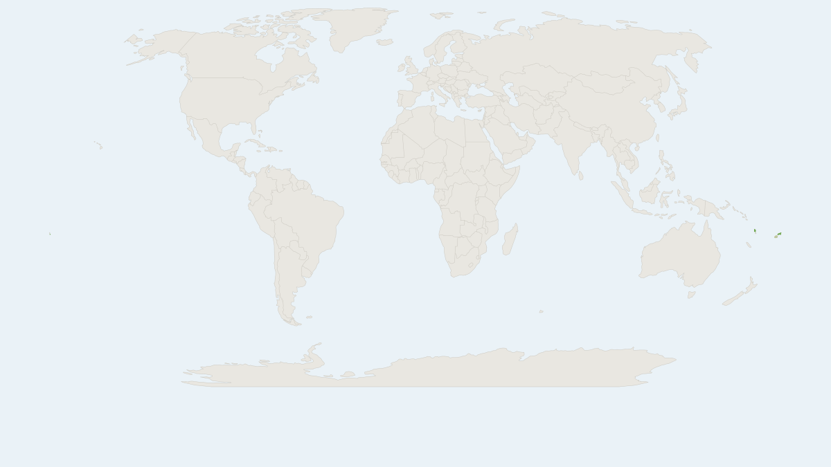 Range map of the Fijian Free-tailed Bat (Mops bregullae) covering Fiji